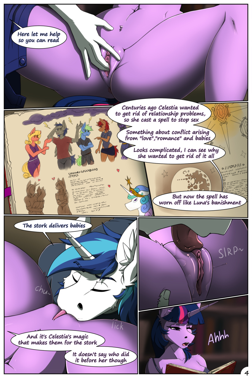 absurd_res anthro anthrofied book brother brother_and_sister comic cunnilingus dialogue equid equine female finger_fuck fingering fingering_partner friendship_is_magic hair hasbro hi_res horn incest male male/female mammal my_little_pony mythological_creature mythological_equine mythology oral purple_body sex shining_armor_(mlp) siblings sister speech_bubble text twilight_sparkle_(mlp) twotail813 unicorn vaginal_penetration