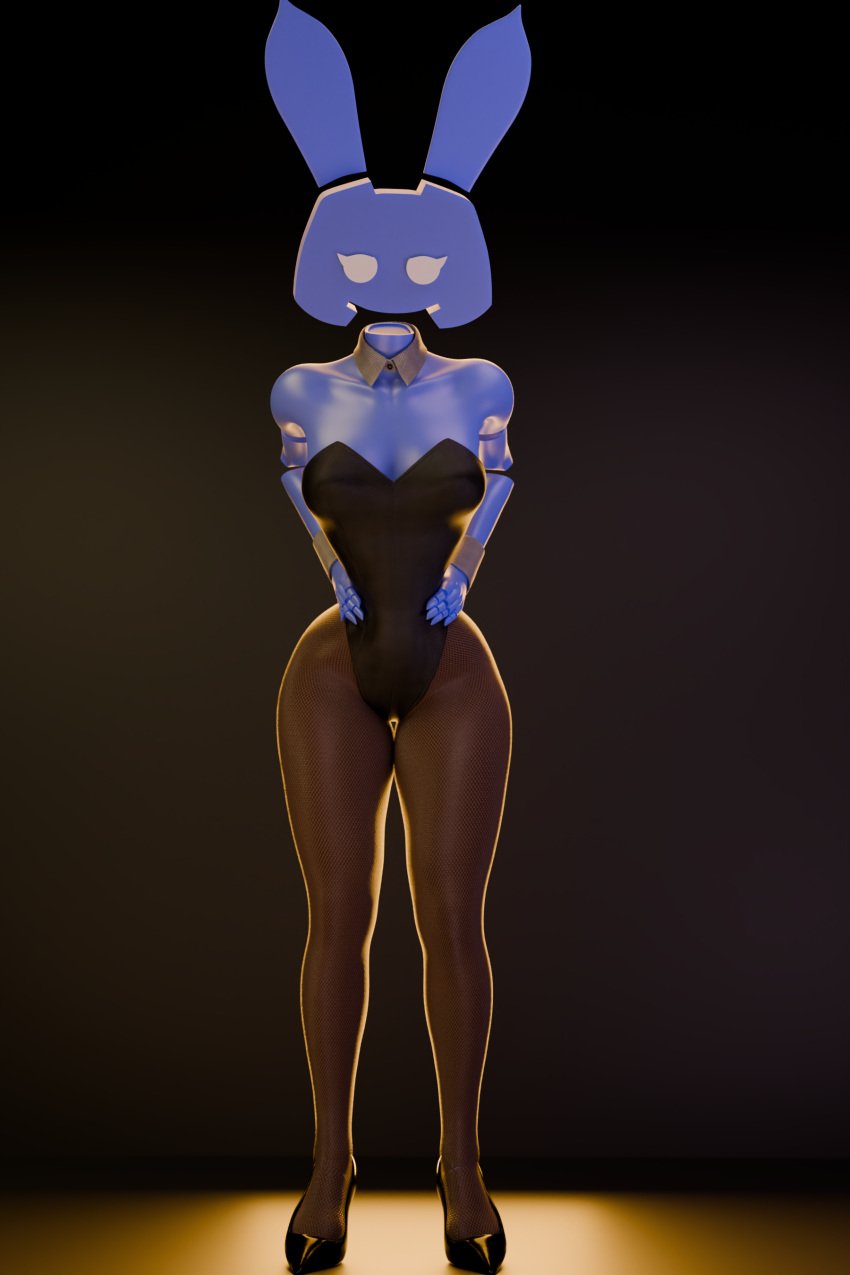 1girls 3d blender blue_skin clyde_(discord) collar cuffs_(clothing) discord discord_(app) enigmaj female_focus female_only high_heels hourglass_figure leotard looking_at_viewer small_waist solo_female stockings thick_thighs thigh_gap wide_hips