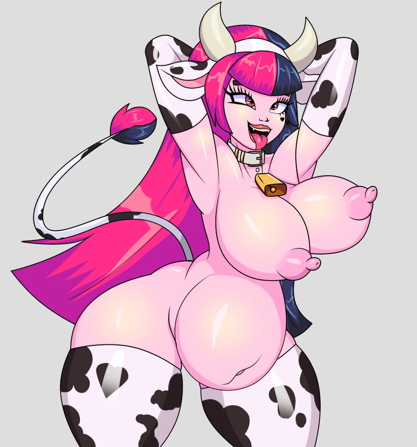 1girls ahe_gao areola areolae big_breasts bimbo bimbo_body bimbo_lip bimbo_lips bimbofication bimbofied black_hair chubby chubby_female cow_ears cow_girl cow_horns cow_print cowbell cowgirl_position draculaura draculaura_g3 e-girl egirl eyelashes fat_ass fat_butt female goth goth_girl gothic_lolita jose12mexico long_hair mattel monster_girl monster_high nipples pink_hair pregnant pregnant_belly pregnant_female solo solo_female vampire vampire_girl