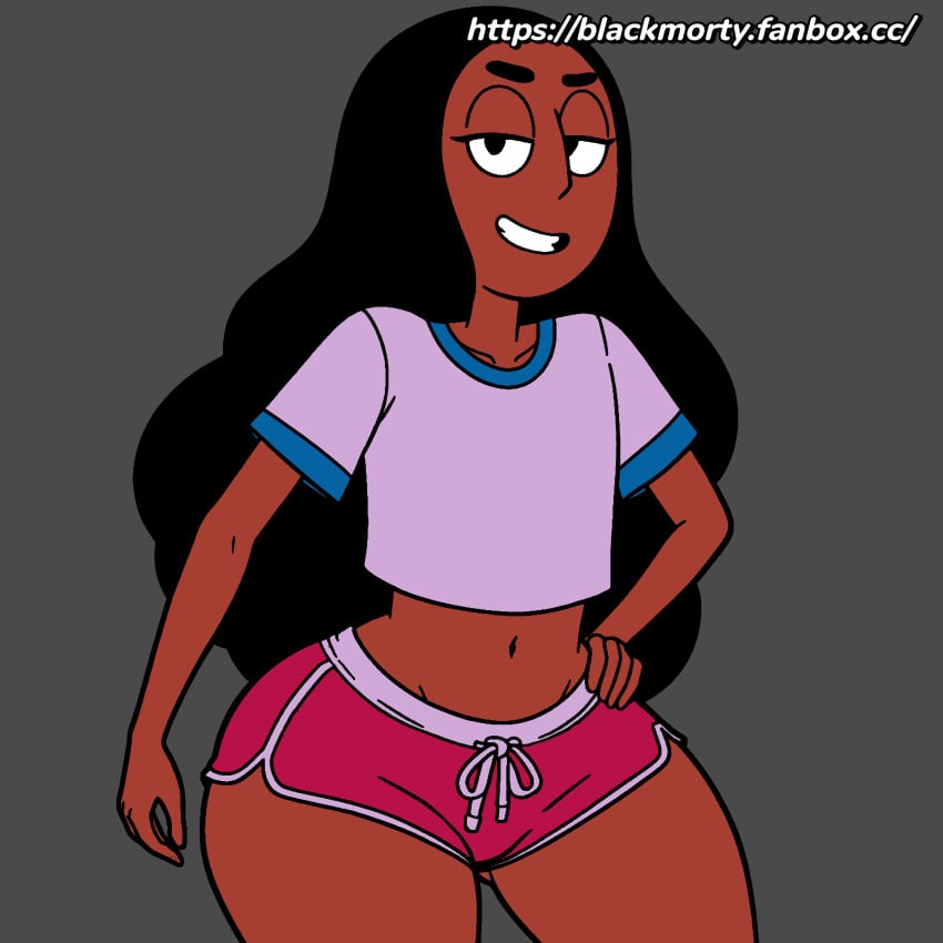 blackmorty_(artist) booty_shorts connie_maheswaran curvy female flat_chest huge_ass looking_at_viewer short_shorts solo steven_universe thick_thighs