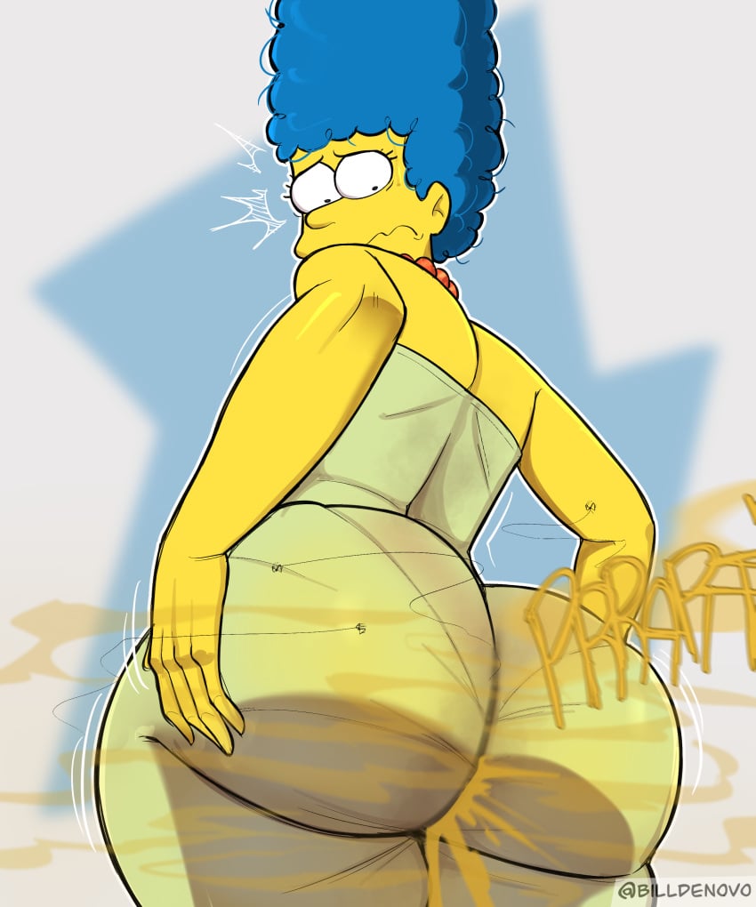 1girls ass big_ass big_butt billdenovo blue_hair dress fart fart_cloud fart_fetish farting flies flies_for_smell grabbing_own_ass green_dress hair_blue looking_back marge_simpson rear_view solo_female standing the_simpsons thick_thighs viewed_from_behind