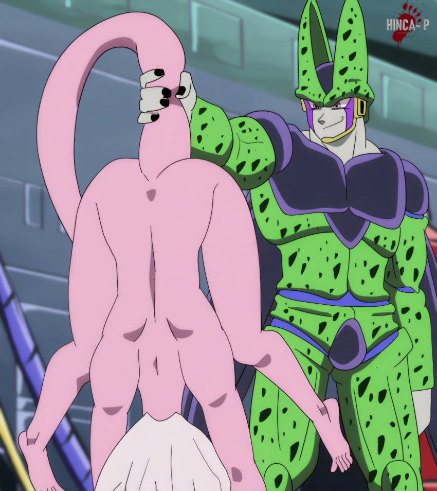 1girls absurd_res android_21 ass cell_(dragon_ball) defeated dragon_ball dragon_ball_z grabbing grabbing_tail highres hinca-p male monster nude nude_female pink_skin smirk stitched tagme tail third-party_edit white_hair