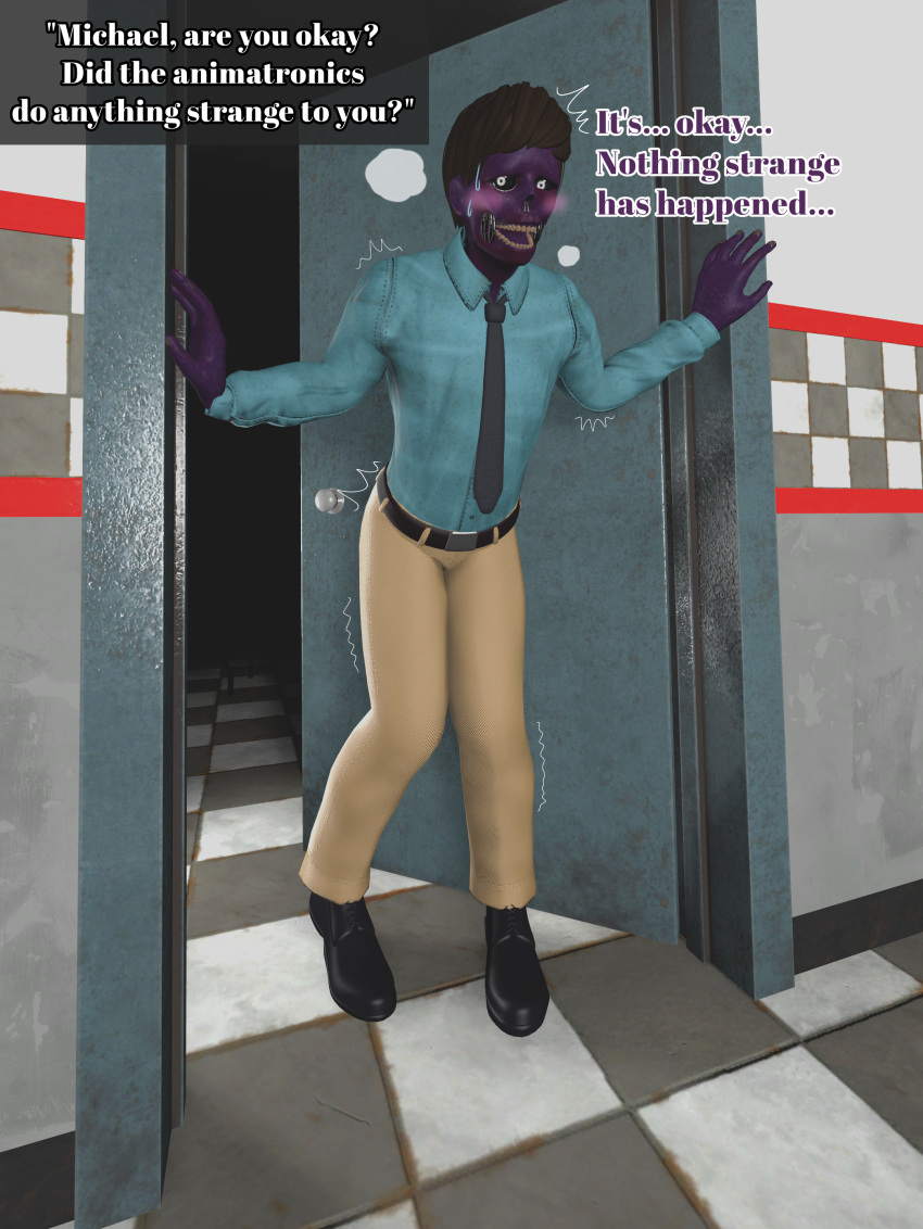 3d after_anal after_orgasm after_sex five_nights_at_freddy's fully_clothed fully_clothed_human fully_clothed_male gay male male_only michael_afton no_nude purple_body purple_skin source_filmmaker text yuuki_momofox