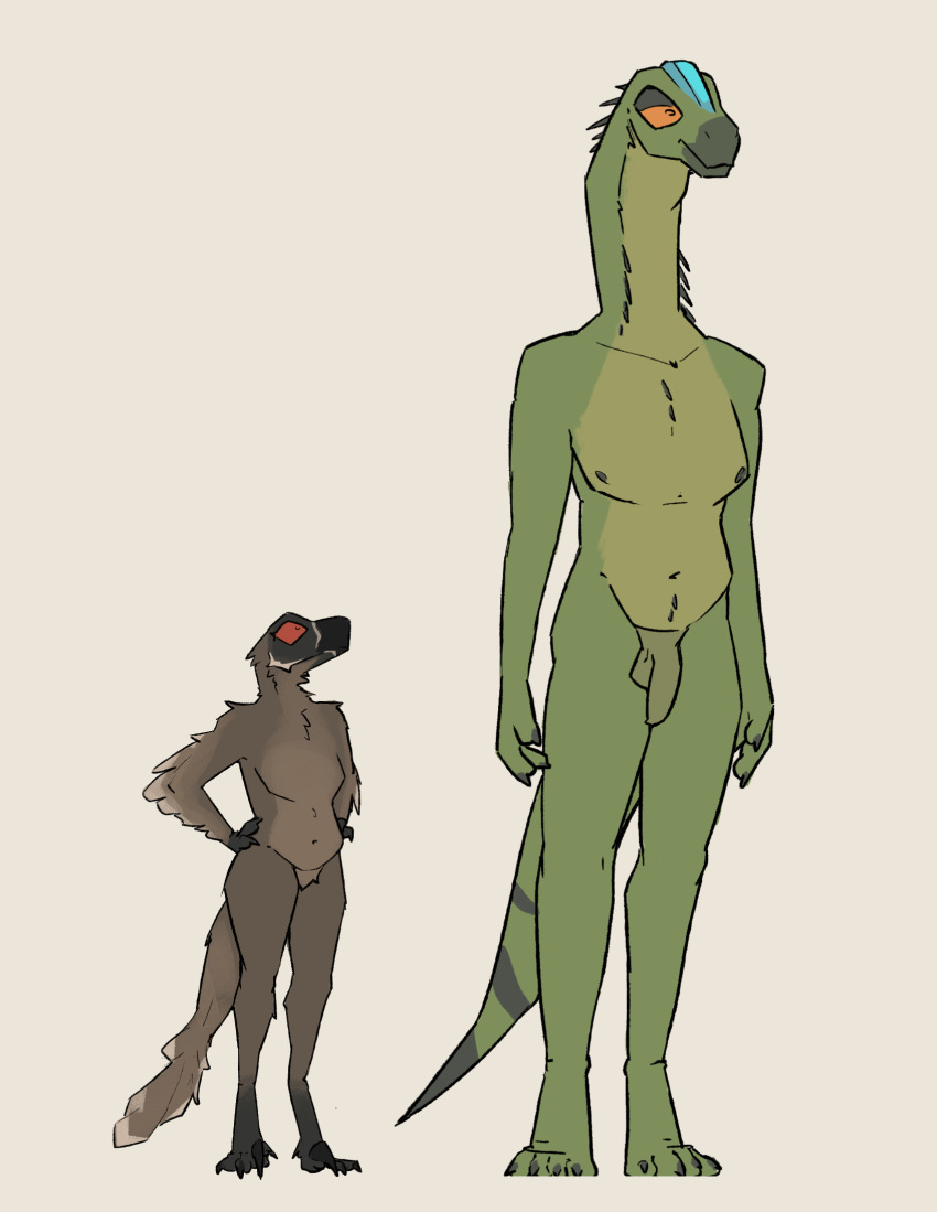 alamosaurus anthro art_(zagz) balls big_penis dinosaur dromaeosaurid duo feathered_dinosaur feathered_scalie feathers female flaccid foreskin genitals hi_res larger_male macronarian male male/female nude penis reptile sauropod sauropodomorph scalie size_difference smaller_female stevie_(zagz) theropod utahraptor zagz