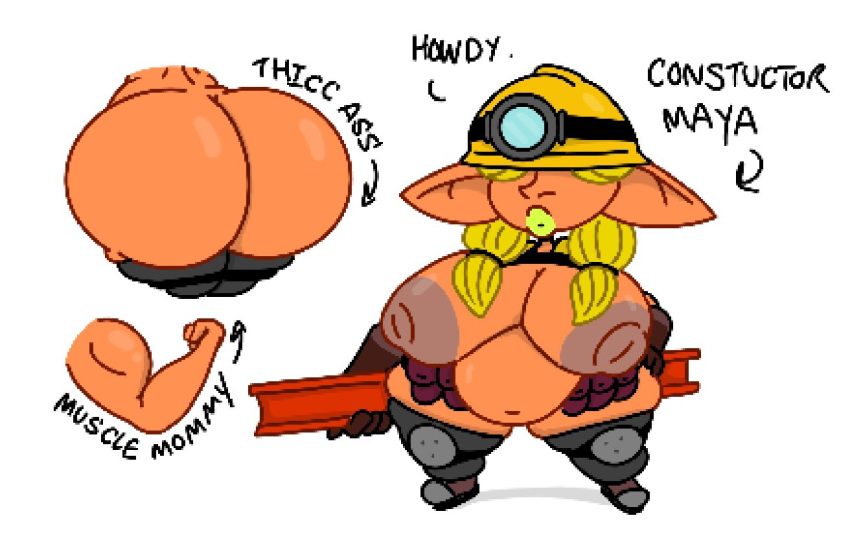 big_areola big_ass big_belly big_breasts big_butt big_nipples big_thighs blonde_hair goblin goblin_female muscular_female orange_skin theslashfive yellow_lipstick