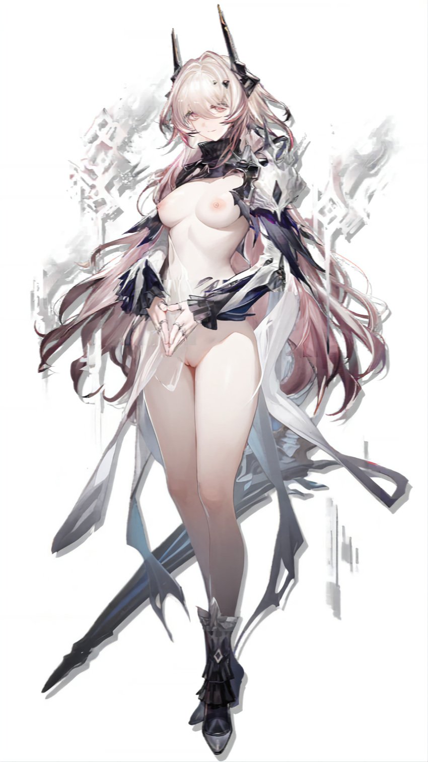 ai_generated arknights breasts nipples nude_filter theresa_(arknights) vagina