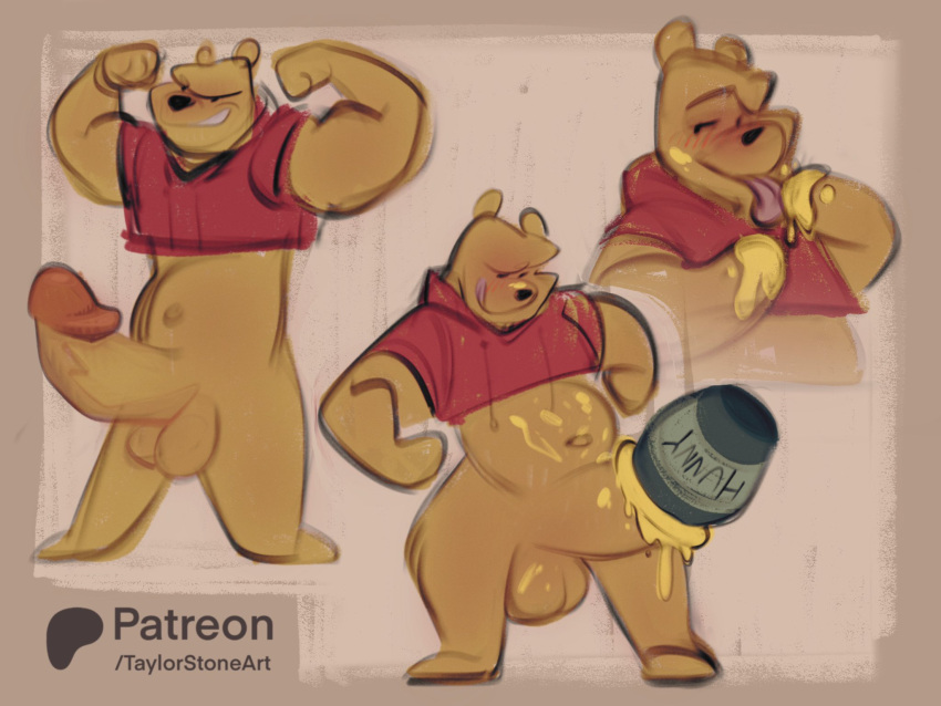 1boy 1male 2024 anthro anthro_focus anthro_only bear big_cock big_penis digital_drawing_(artwork) digital_media_(artwork) erect_penis erection furry furry_male furry_only honey honey_(food) humanoid_genitalia humanoid_penis literature male male_anthro male_focus male_only mostly_nude navel partially_clothed partially_clothed_male penile penis penis_focus penis_out pooh_bear public_domain solo solo_anthro solo_focus solo_in_panel solo_male taylorstoneart ursid ursid_humanoid winnie_the_pooh_(franchise)