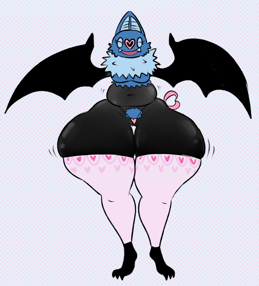 anthro bat chubby_female female female_only front_view furry hi_res pokémon_(species) pokemon pubic_hair pussy swoobat thick_thighs thighhighs tummysoup wide_hips wings