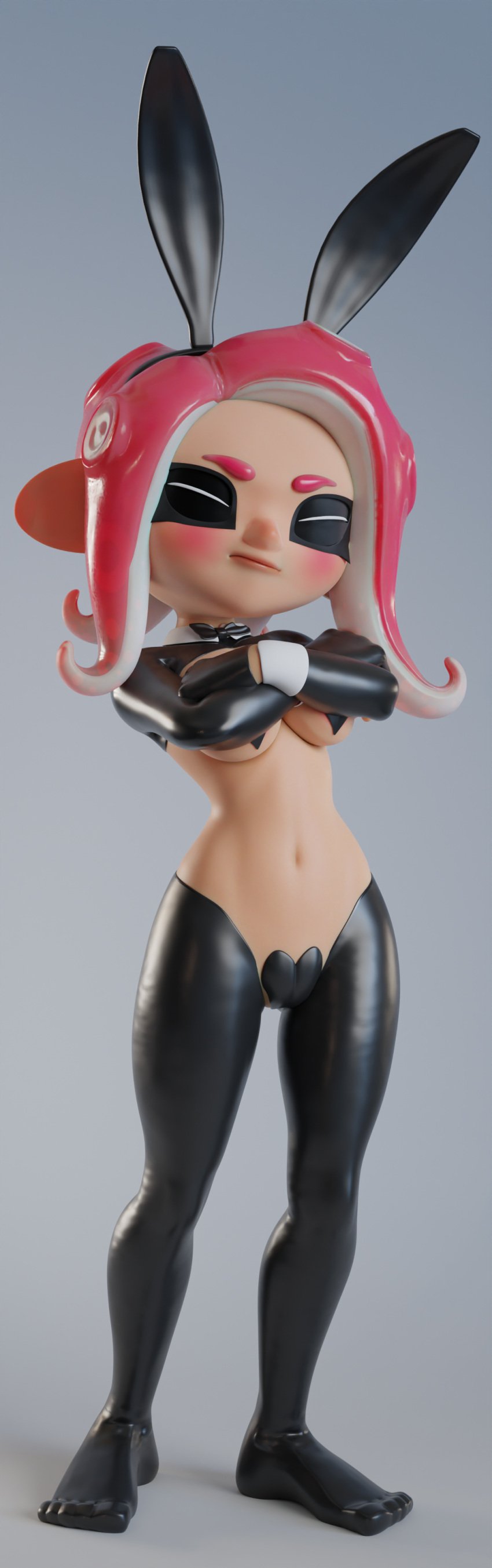 1girls 3d agent_8_(splatoon) blender blush breasts bunny_ears bunny_girl bunnysuit closed_eyes crossed_arms female female_only fingerless_gloves gloves heart_pasties latex latex_clothing navel nonexister octoling octoling_girl pasties reverse_bunnysuit splatoon standing tentacle_hair