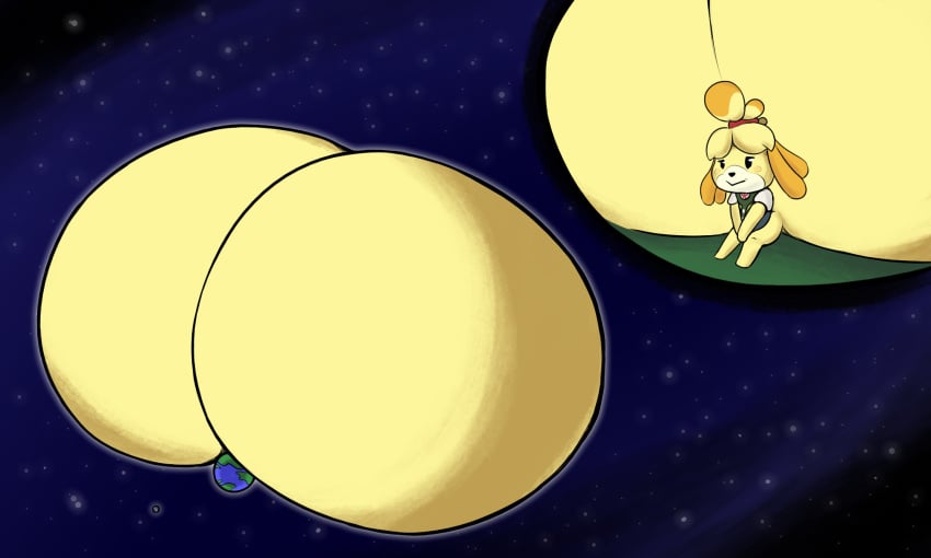 1girls animal_crossing anthro ass_bigger_than_planet ass_built_separately astronomical_ass astronomical_hyper big_ass canid canid_humanoid canine colossal_ass earth enormous_ass gigantic_ass hi_res huge_ass hyper hyper_ass hyper_butt isabelle_(animal_crossing) massive_ass moon nintendo planet planetary simple_background space space_background unowo zoom_in zoomed_view