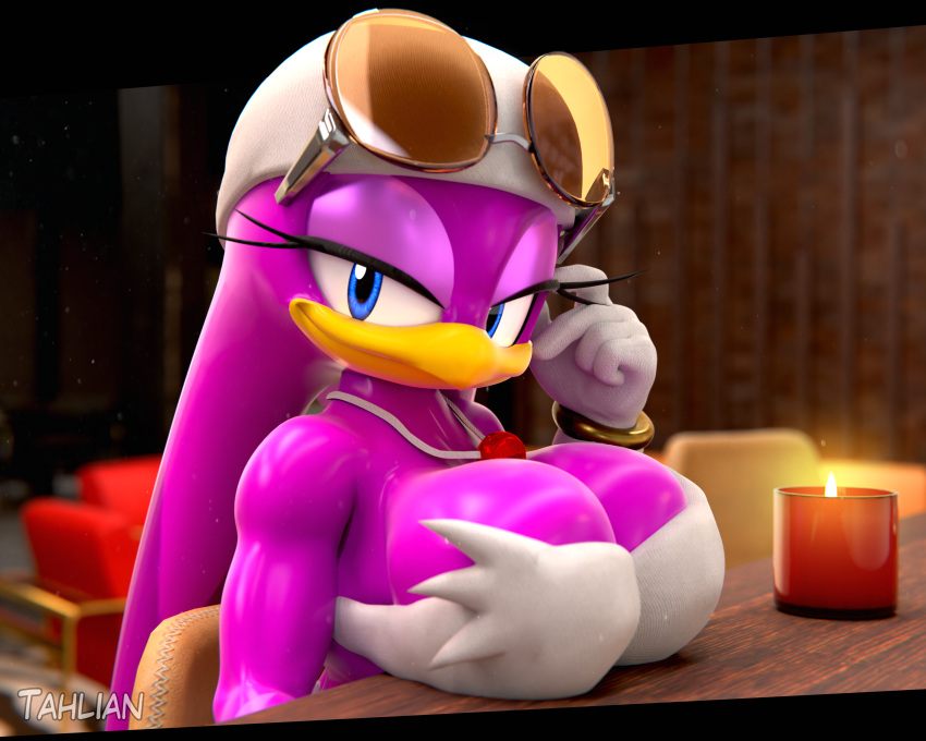 1girls 3d anthro avian bandana big_breasts breasts busty clothing crop_top female female_only huge_breasts indoors large_breasts looking_at_viewer png solo sonic_(series) sonic_riders sonic_the_hedgehog_(series) sunglasses sunglasses_on_head tahlian wave_the_swallow