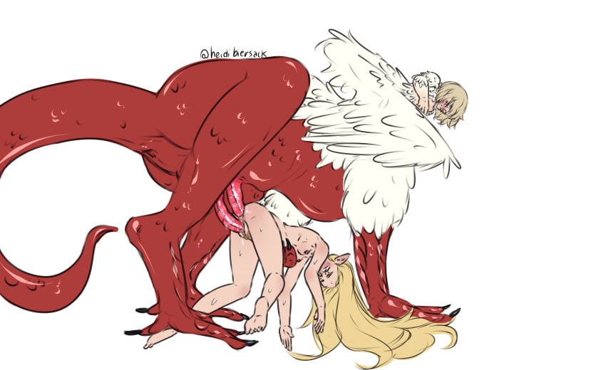 1futa 1girls anal anal_sex anus ass blonde_hair breasts diphallia diphallism double_penetration dragon dungeon_meshi duo elf falin_touden falin_touden_(chimera) feathers female futa_on_female futanari heidibiersack humanoid intersex light-skinned_female light-skinned_futanari light_skin long_hair marcille_donato monster monster_girl multi_genitalia multi_penis nude penis pussy size_difference taur tauric_creature vaginal_penetration vaginal_sex