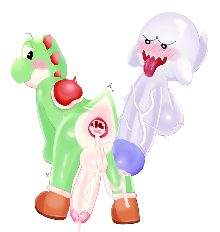 2boys anus ball_with_hyper_features big_balls big_penis boo_(mario) cum cum_in_ass cum_inside cute cutetory full_body ghost hyper_balls hyper_penis looking_back male male/male male_only mario_(series) multiple_boys non-human penis protagonistsub_antagonistdom simple_background testicles vein veiny_penis white_background yoshi