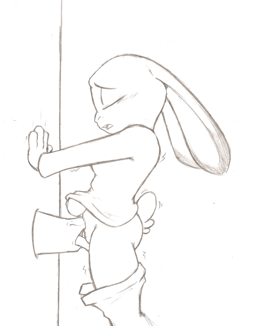 anthro black_and_white clothed clothing cunnilingus denzeltip disney duo equine female glory_hole horse judy_hopps lagomorph male mammal monochrome oral pants pants_down partially_clothed rabbit sex standing straight vaginal_penetration zootopia