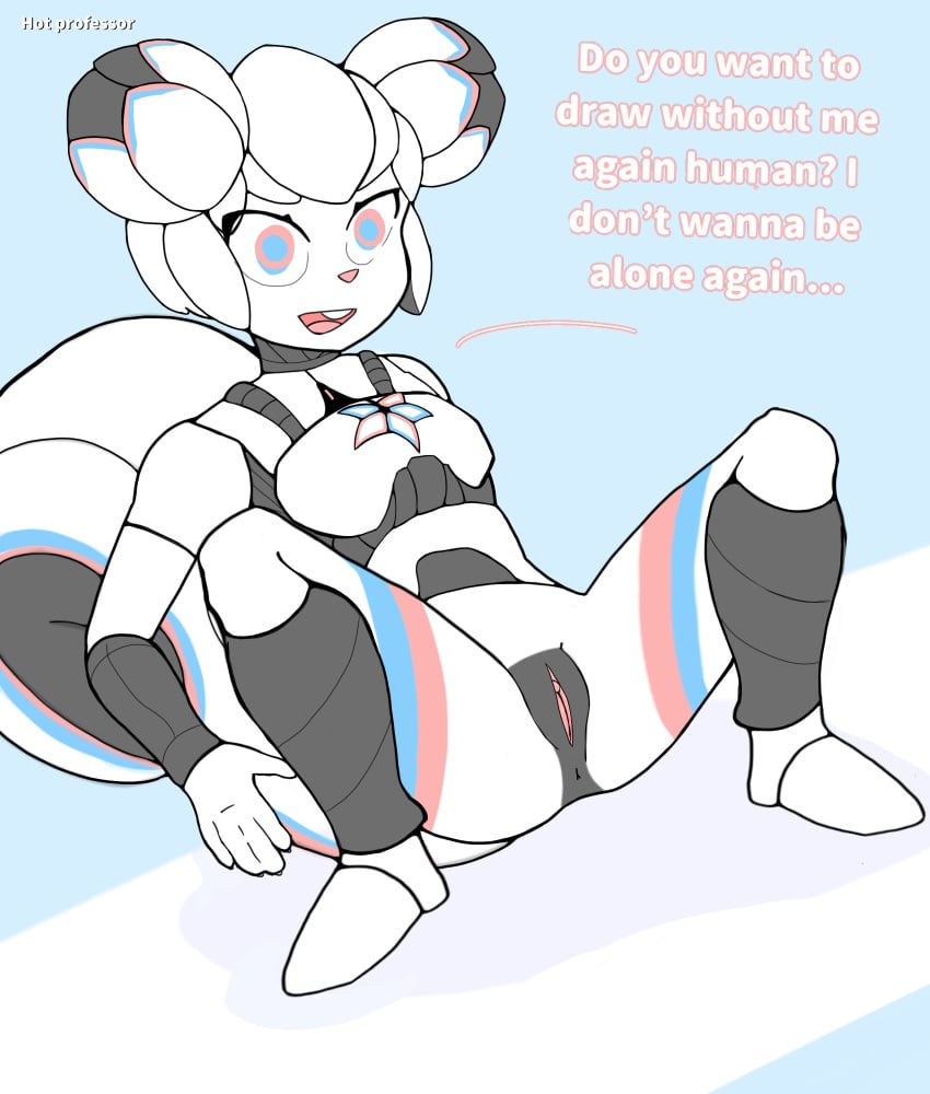 android anthro english_text female genitals hi_res hot_professor kiki_the_cyber_squirrel krita_(copyright) machine mammal mascot pussy robot rodent sciurid signature simple_background solo spread_legs spreading tail text tree_squirrel