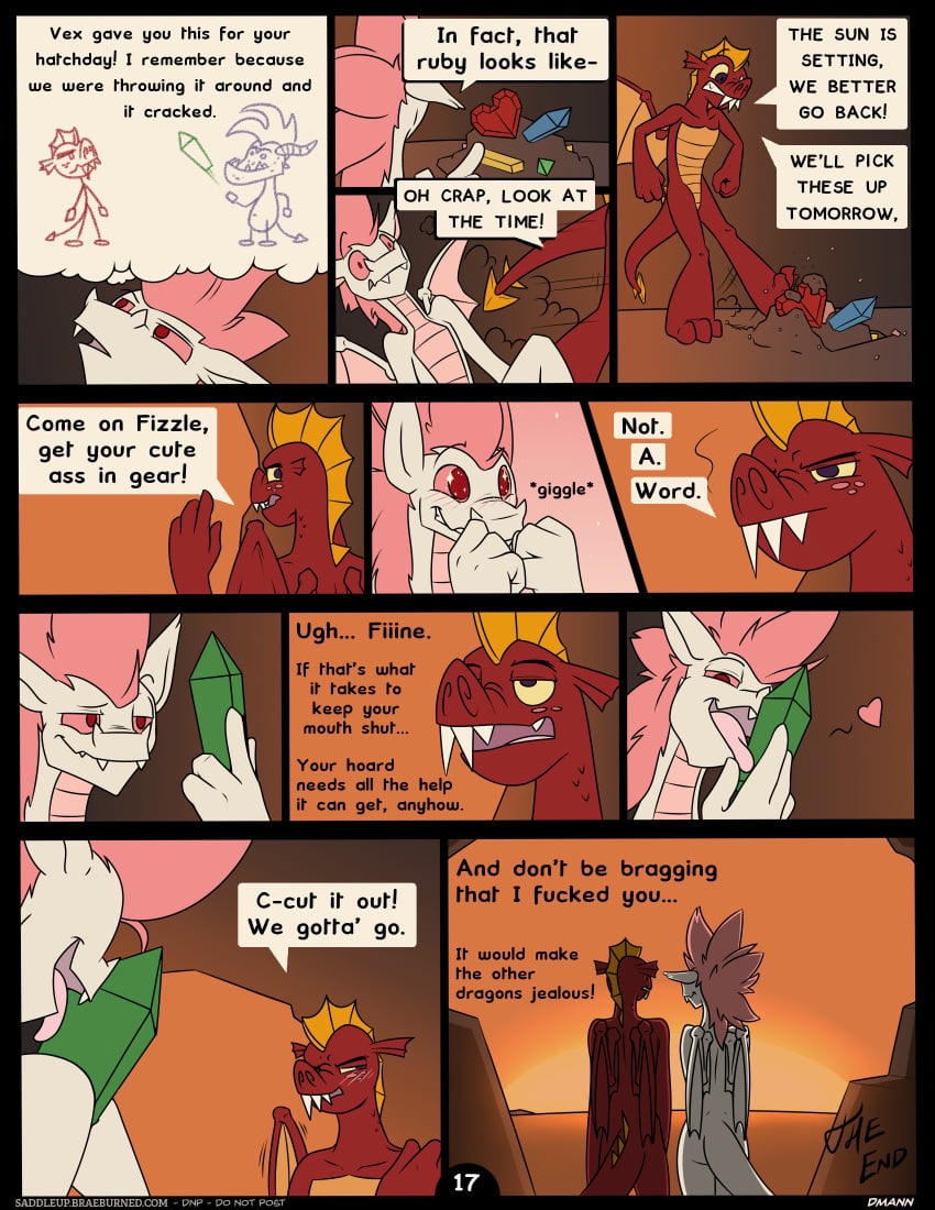 anthro comic dialogue dmann892 dragon duo fizzle_(mlp) friendship_is_magic garble_(mlp) heart hi_res male male_only membranous_wings my_little_pony scalie suggestive wings