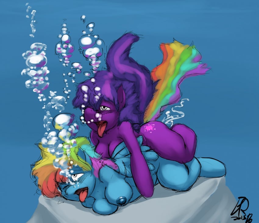 2girls bubbles byondrage cum drowning female friendship_is_magic hasbro my_little_pony nude orgasm ponies pony rainbow_dash_(mlp) twilight_sparkle_(mlp) underwater yuri