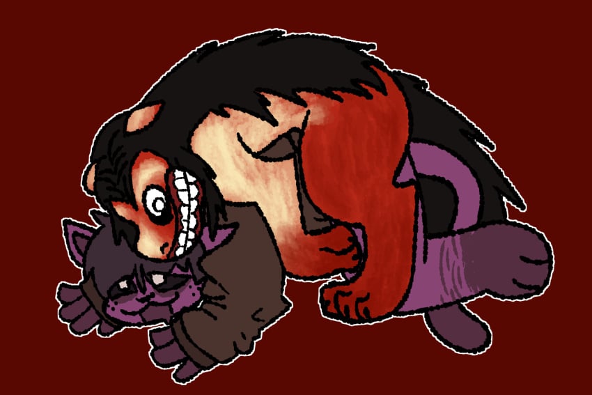 3:2 anal anthro bottomless canid canine canis catnap_(poppy_playtime) clothed clothing creepypasta demon domestic_cat domestic_dog duo felid feline felis feral forced fur male male/male mammal mob_entertainment pantsless_anthro partially_clothed poppy_playtime purple_body purple_fur rape sex smile.dog smiling_critters theo_(g1gglebug) topwear topwear_only unknown_artist zoophilia