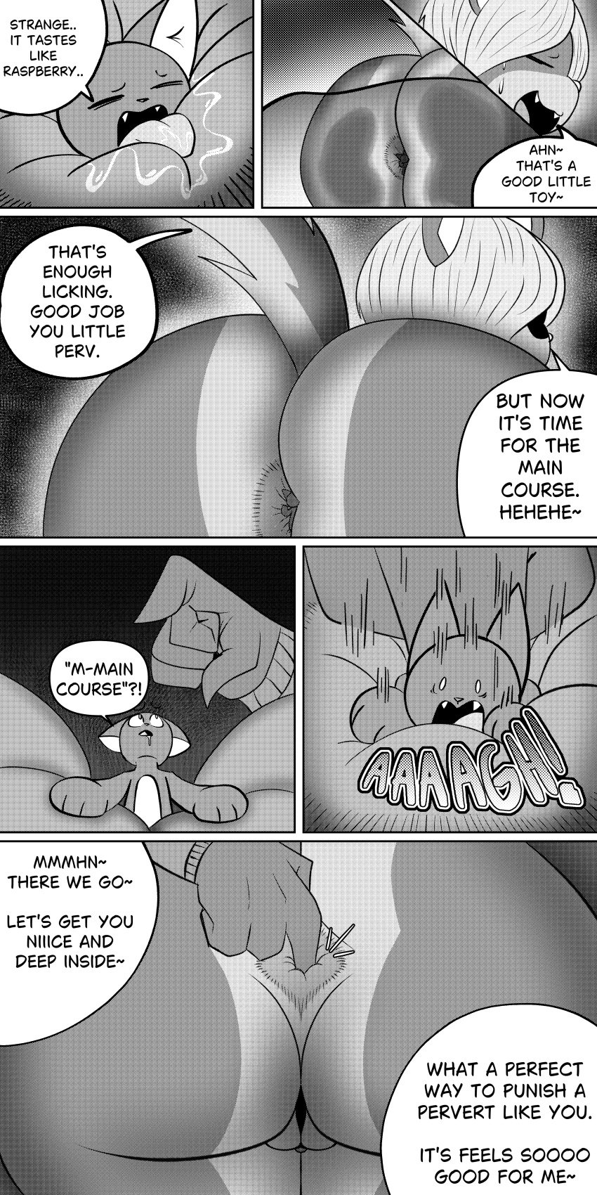 1:2 absurd_res anal anal_fingering anal_vore anthro ass big_butt comic domestic_cat duo facesitting felid feline felis female fingering greyscale hi_res huge_butt macro male male/female mammal mephitid micro micro_on_macro monochrome noa_(stillelk62) oral penelope_(stillelk62) rimming sex sitting_on_another size_difference skunk stillelk62 vore