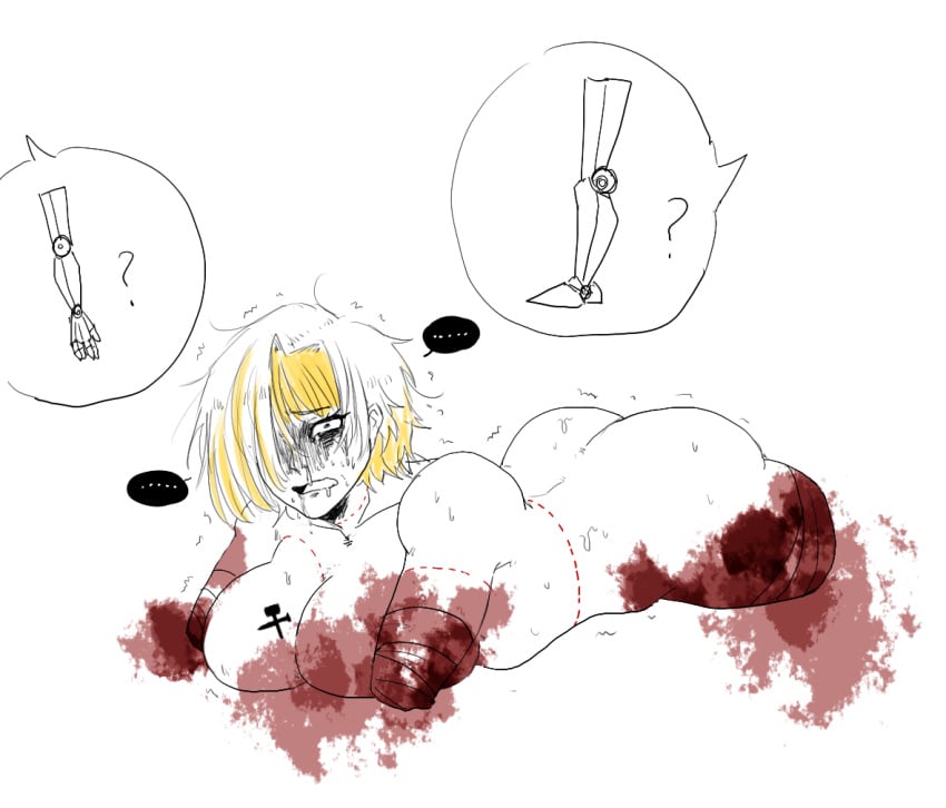 amputee branding_mark crying dismemberment gore guro kromer_(limbus_company) limbus_company project_moon quadruple_amputee tagme