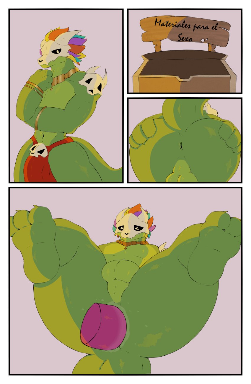 absurd_res anal anal_sex animated animated_comic anthro anus ass backsack balls bone comic feathers feet frame_by_frame furry furry_only genitals green_body hi_res k0_bemy legs_up lizard lube male mask nude penetration presenting presenting_anus presenting_hindquarters reptile scalie short_playtime skull skull_mask solo tail terraria witch_doctor_(terraria)