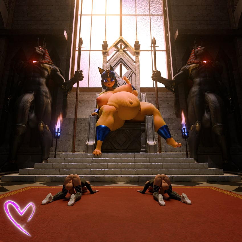 1:1 3d_(artwork) absurd_res animal_crossing ankha_(animal_crossing) anonymousfm anthro anubian_jackal anubis anubis_reaper balls big_balls big_breasts big_penis black_body blizzard_entertainment blue_hair bodily_fluids breasts canid canine canis chair clothing crop_top deity digital_media_(artwork) domestic_cat egyptian egyptian_mythology felid feline felis female femboy fur furniture genitals guard guard_position hair hi_res huge_balls huge_breasts huge_cock human humanoid_genitalia humanoid_penis hyper hyper_balls hyper_genitalia hyper_penis jackal legwear macro male mammal melee_weapon middle_eastern_mythology mythology nintendo nipples nude overwatch penis polearm praise reaper_(overwatch) shirt size_difference spear tail thick_thighs thigh_highs throne throne_room topwear weapon yellow_body