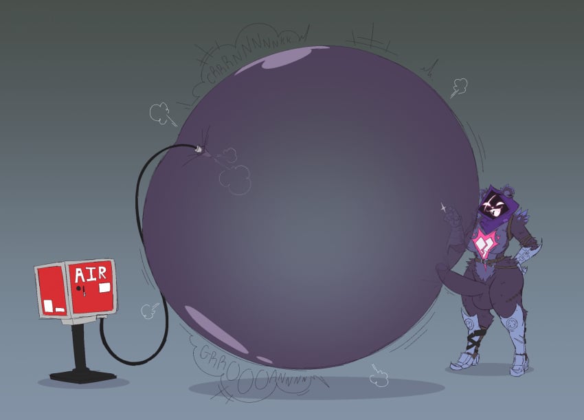 2025 air_inflation anthro armored_boots balls bear beeblimp big_balls big_breasts big_penis black_mouth breasts clothing color_edit colored digital_media_(artwork) epic_games flat_colors footwear foreskin_ballooning foreskin_inflation fortnite genitals grey_background grey_clothing grey_footwear grey_inner_ear grey_shoes gynomorph hand_on_hip hand_on_own_hip hi_res hose hose_in_foreskin hose_inflation huge_cock hyper hyper_inflation implied_popping inflation intersex jalpunny looking_at_viewer mammal motion_lines no_pupils onomatopoeia open_mouth open_smile penis purple_body purple_ears raven_team_leader shoes simple_background smile smiling_at_viewer solo sound_effects swelling text third-party_edit three-quarter_view tongue white_eyes white_nose white_tongue