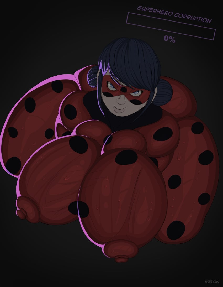 1girls artist_name big_breasts blue_eyes blue_hair bodysuit domino_mask female female_only giant_breasts gigantic_breasts huge_breasts jpg ladybug_(character) looking_at_viewer marinette_dupain-cheng massive_breasts miraculous:_tales_of_ladybug_and_cat_noir miraculous_ladybug nipple_bulge patricks3n solo tagme thick_thighs twitter_link