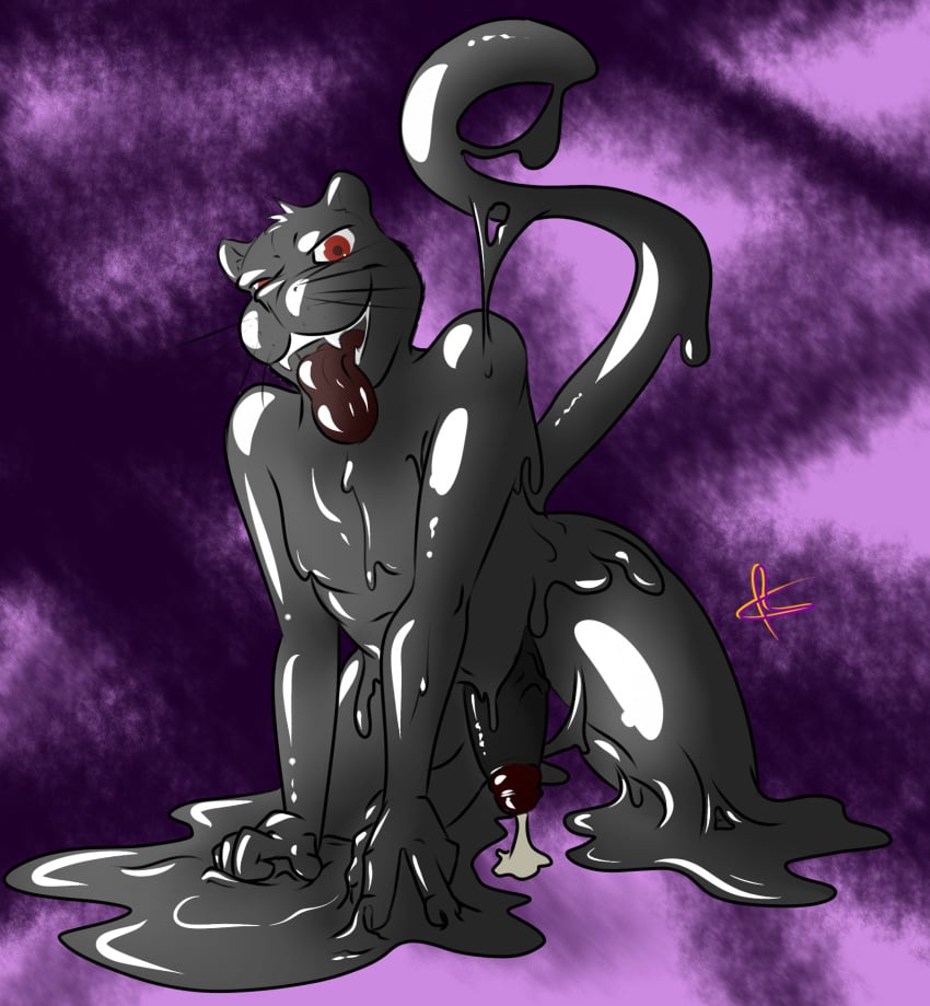 anthro feline flaccid goo humanoid_penis kotetsu_rexen looking_at_viewer male male_only mammal penis precum smile solo thick_penis tongue tongue_out vein