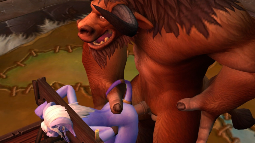 1boy 1girls 3d bent_over big_breasts blizzard_entertainment blue_skin draenei ensayer equine_penis horsecock huge_cock interspecies restrained sex stocks tauren vaginal_penetration vaginal_penetration vaginal_sex warcraft white_hair world_of_warcraft yrel