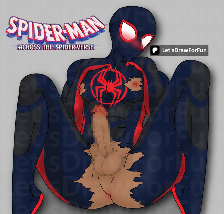 1boy african african_male ass ass_up censored cursed cursed_image dark-skinned_male dark_skin funny gay let's_draw_for_fun male male_only marvel miles_morales nsfw s solo spandex spandex_suit spider-man spider-man:_across_the_spider-verse spider-man_(miles_morales) spider-man_(series) teen_boy torn torn_clothes yaoi