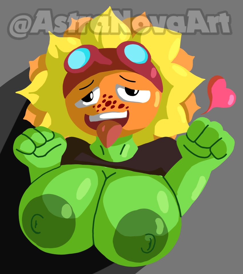 big_breasts big_tits_squeezed_together breasts breasts breasts_out breasts_out_of_clothes breasts_outside breasts_squeezed_together pvz pvz_heroes solar_flare_(pvz) tits_bigger_than_head tits_out