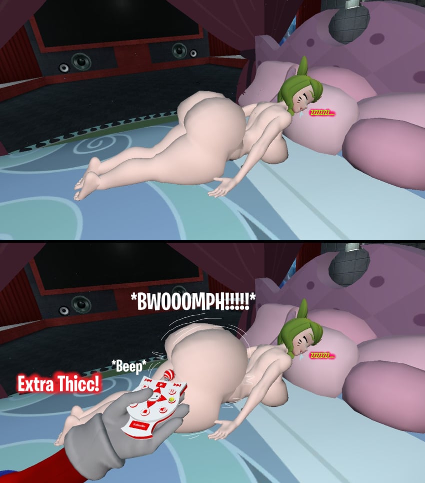 3d 3d_(artwork) ass_expansion bed bedroom breasts dat_ass drooling garry's_mod gmod hiding_nipple huge_ass kaibernation mario mario_(series) melony_(smg4) meme nude nude_female sleeping smg4 youtube_remote