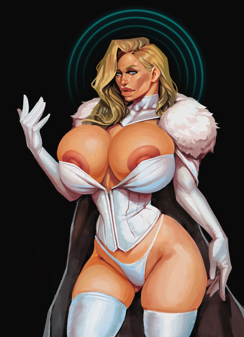 1girls alternate_version_available armwear big_breasts big_lips bimbo blonde_hair blue_eyes boobsgames breasts corset emma_frost female female_only gloves hair hips huge_breasts legwear lips long_hair marvel marvel_comics opera_gloves outfit panties psychic_powers solo solo_female superhero_costume superheroine thick_lips thick_thighs thighs white_queen wide_hips x-men