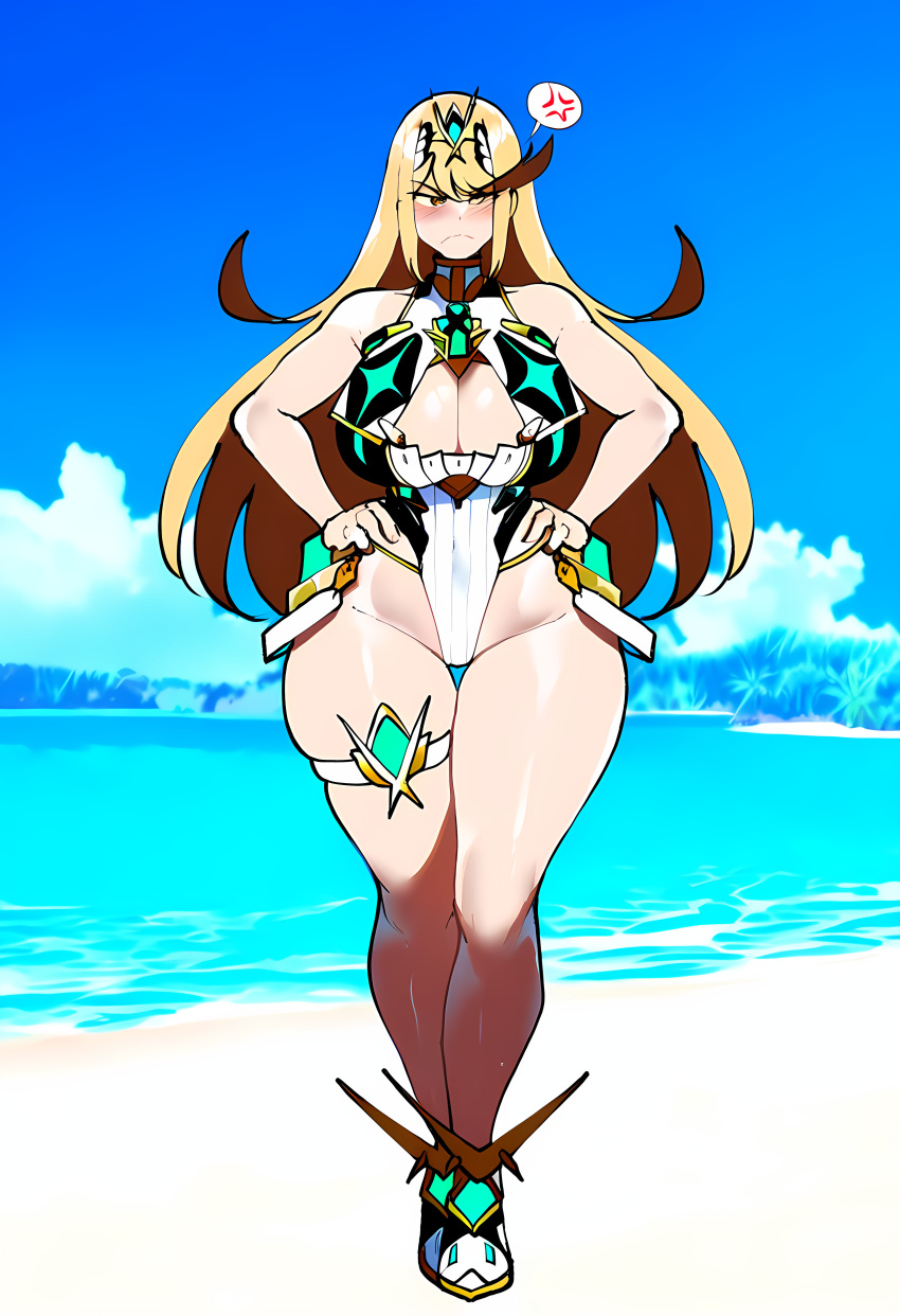 ai_generated angry big_breasts blonde_hair mythra shogunai swimsuit tagme thick_thighs url xenoblade_(series) xenoblade_chronicles_2