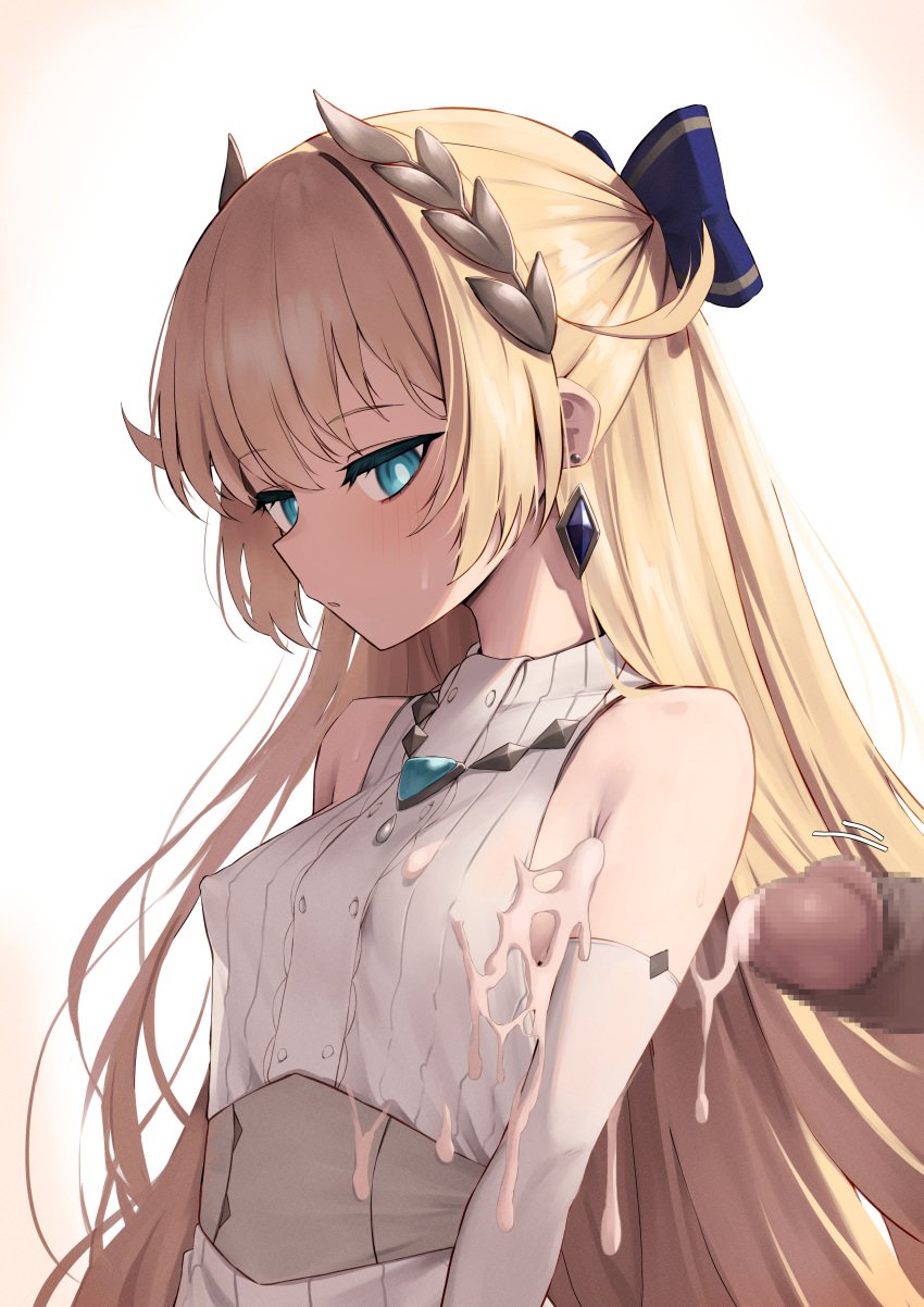 1boy armpit_sex blonde_hair blue_eyes blush epic7 karadborg little_queen_charlotte_(epic7) small_breasts tagme