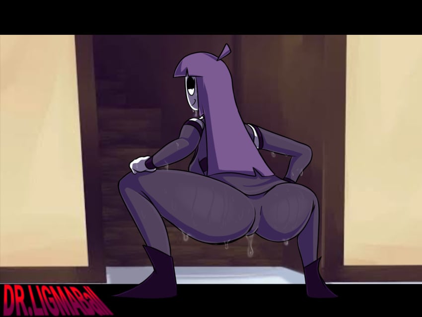 1girls artist_name ass big_ass big_butt breasts butt clothed_female dr.ligmaball fat_ass fat_butt female female_only female_solo huge_ass huge_butt lila_(spooky_month) long_hair looking_at_viewer looking_back milf mother purple_clothes purple_hair smile spooky_month spread_legs thick_ass thick_butt twerking watermark wet_body wet_clothes white_skin