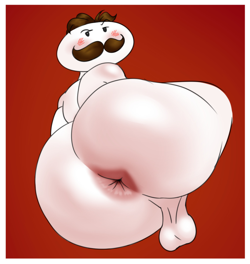 1boy 2d 2d_(artwork) 2d_artwork anus ass ass_focus big_anus big_ass big_butt blush blush blushing_at_viewer butt_focus eyebrows_raised facial_hair fat_ass fat_butt gay horkrugley julius_pringles looking_at_viewer looking_back_at_viewer looking_down male male_only moustache pink_anus presenting presenting_anus presenting_ass presenting_butt pringles raised_eyebrow simple_background solo solo_male white_body white_skin worm's-eye_view