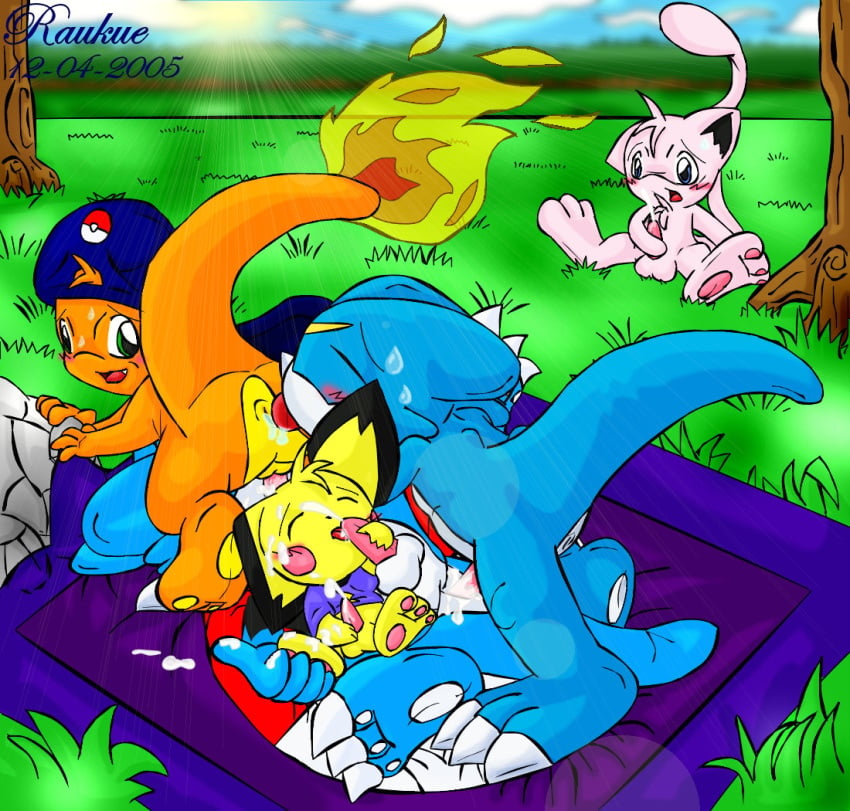 2005 charmander color crossover cum digimon furry interspecies male male_only mew multiple_males nintendo no_humans pichu pokémon_(species) pokemon pokemon_(species) pokemon_gsc pokemon_rgby raukue straight_hair tail veemon yaoi