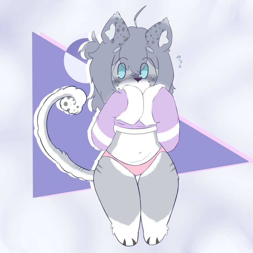 belly big_sweater blush cub female furry furry_ears furry_female furry_only furry_tail girl hips kuki_lupkun little_girl panties pink_panties shy small_female thick thick_thighs thighs