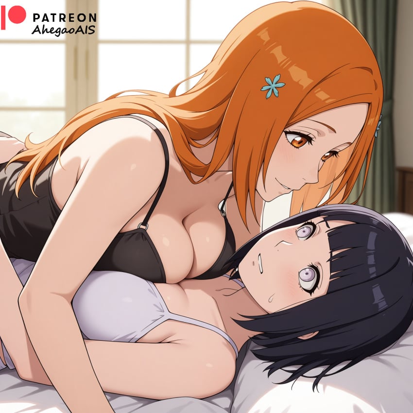 2girls ahegao_ai ai ai_art ai_assisted ai_generated big_breasts bleach bleach:_sennen_kessen-hen bleach:_the_thousand-year_blood_war boruto:_naruto_next_generations breasts hyuuga_hinata inoue_orihime naruto naruto_(classic) naruto_(series) naruto_shippuden on_bottom on_top passionate patreon patreon_link patreon_logo patreon_reward patreon_url patreon_username yuri