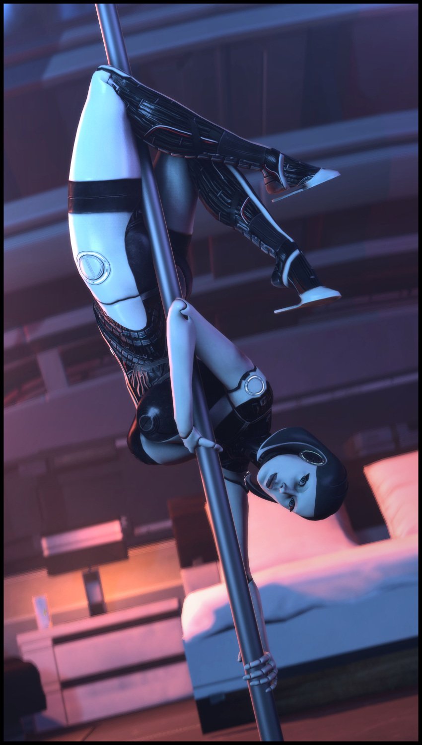 3d 3d_(artwork) edi foab30 mass_effect robot robot_girl stripper stripper_pole