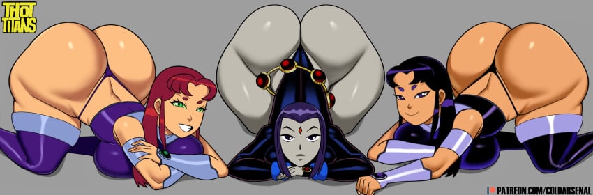 2d 3girls 4k blackfire clothed coldarsenal dc_comics dogeza female female_only fully_clothed raven_(dc) starfire tagme teen_titans