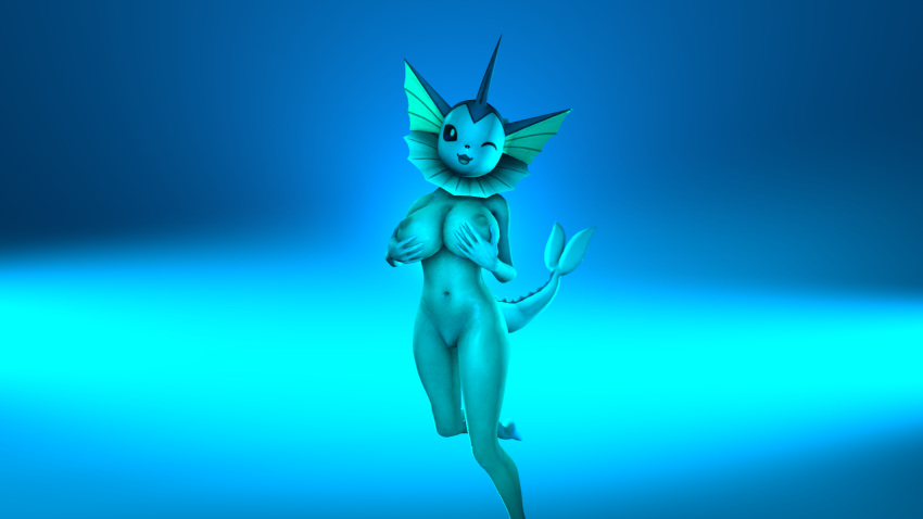 3d anthro breasts eeveelution eeveevolution female nintendo nipples nude pervertguy341 pokémon_(species) pokemon pokemon_(species) pussy simple_background solo source_filmmaker vaporeon