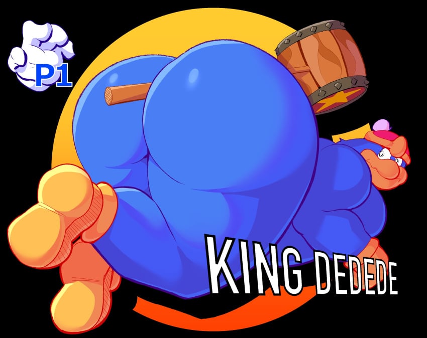 2025 4_fingers absurd_res anthro ass avian beetleartz big_butt bird blue_body blue_feathers clothing disembodied_hand feathers fingers footwear gloves hammer handwear headgear headwear hi_res king_dedede kirby_(series) looking_back male mostly_nude_anthro mostly_nude_male nintendo object_in_ass overweight overweight_anthro overweight_male penguin red_clothing red_headwear shoes solo text thick_thighs tools white_clothing white_gloves white_handwear yellow_clothing yellow_footwear yellow_gloves yellow_handwear yellow_shoes