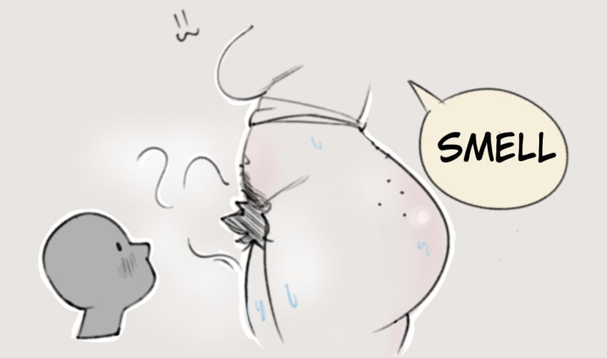 assertive_female ch666li(artist) female freckles hairy_pussy large_ass pubic_hair smell stink_lines sweat text_bubble thick_thighs