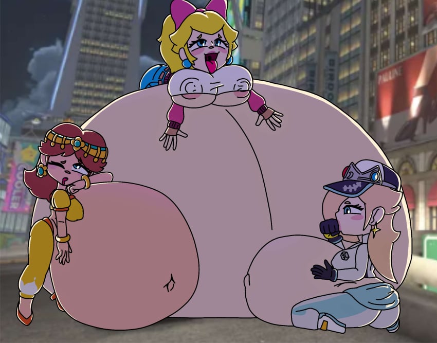 big_ass big_belly big_breasts female full huge_breasts huge_thighs inflated_belly inflation mario_(series) mario_kart mario_kart_world massive_ass massive_belly massive_breasts nipple_bulge nipple_slip nipples nipples_visible_through_clothing peachytoadstool princess_daisy princess_daisy_(oasis) princess_peach princess_peach_(touring) princess_rosalina princess_rosalina_(pro_racer) stuffing stuffing_(food) thick_thighs
