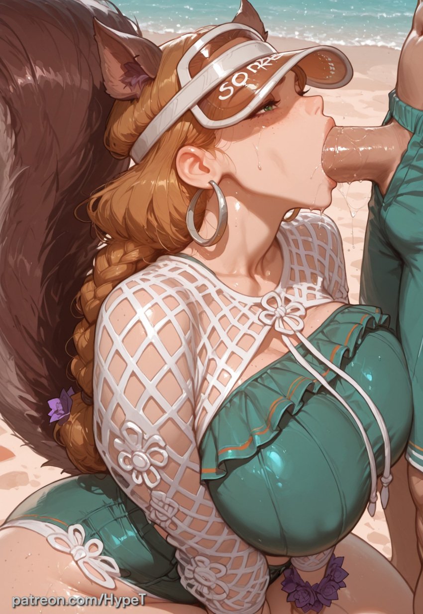 ai_generated alternate_version_at_source animal_ears animal_tail ass beach big_ass big_breasts big_butt blowjob breasts chubby chubby_female fat_breasts female ginger ginger_female ginger_hair hypet marvel marvel_rivals shiny shiny_skin squirrel_girl_(marvel) squirrel_girl_(marvel_rivals) squirrel_girl_(sunshine_squirrel) tagme thick thick_ass thick_legs thick_thighs thighs video_game_character wet wet_body