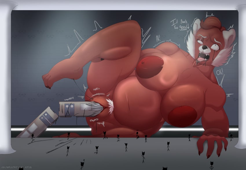 ailurid anthro areola belly big_areola big_breasts bodily_fluids breasts digital_media_(artwork) disney drooling duo ejaculation english_text extreme_size_difference female fur genital_fluids genitals hair heart_eyes heart_symbol hi_res huge_breasts klr-rio macro mammal markings mature_anthro mature_female micro ming_lee_(turning_red) mole_(marking) navel nipples nude object_in_pussy open_mouth orgasm penetration pixar pubes public public_transportation pussy pussy_ejaculation raised_leg rapid_transit red_body red_fur red_panda saliva simple_background size_difference solo spread_legs spreading subway tears text thick_thighs tongue tongue_out train turning_red vaginal_fluids vaginal_penetration vaginal_penetration vehicle wide_hips