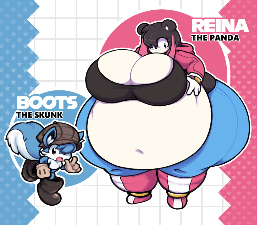 1boy 1girls ass bbw belly belly_button big_ass big_breasts big_thighs black_hair blue_hair boots breasts chubby cleavage dewbber duo fat female gloves hoodie huge_ass huge_breasts huge_thighs hyper_belly hyper_thighs jeans large_ass large_breasts large_thighs male multicolored_body multicolored_fur oc overweight panda skunk sonic_(series) sonic_oc sonic_the_hedgehog_(series) thick_thighs thighs wide_hips